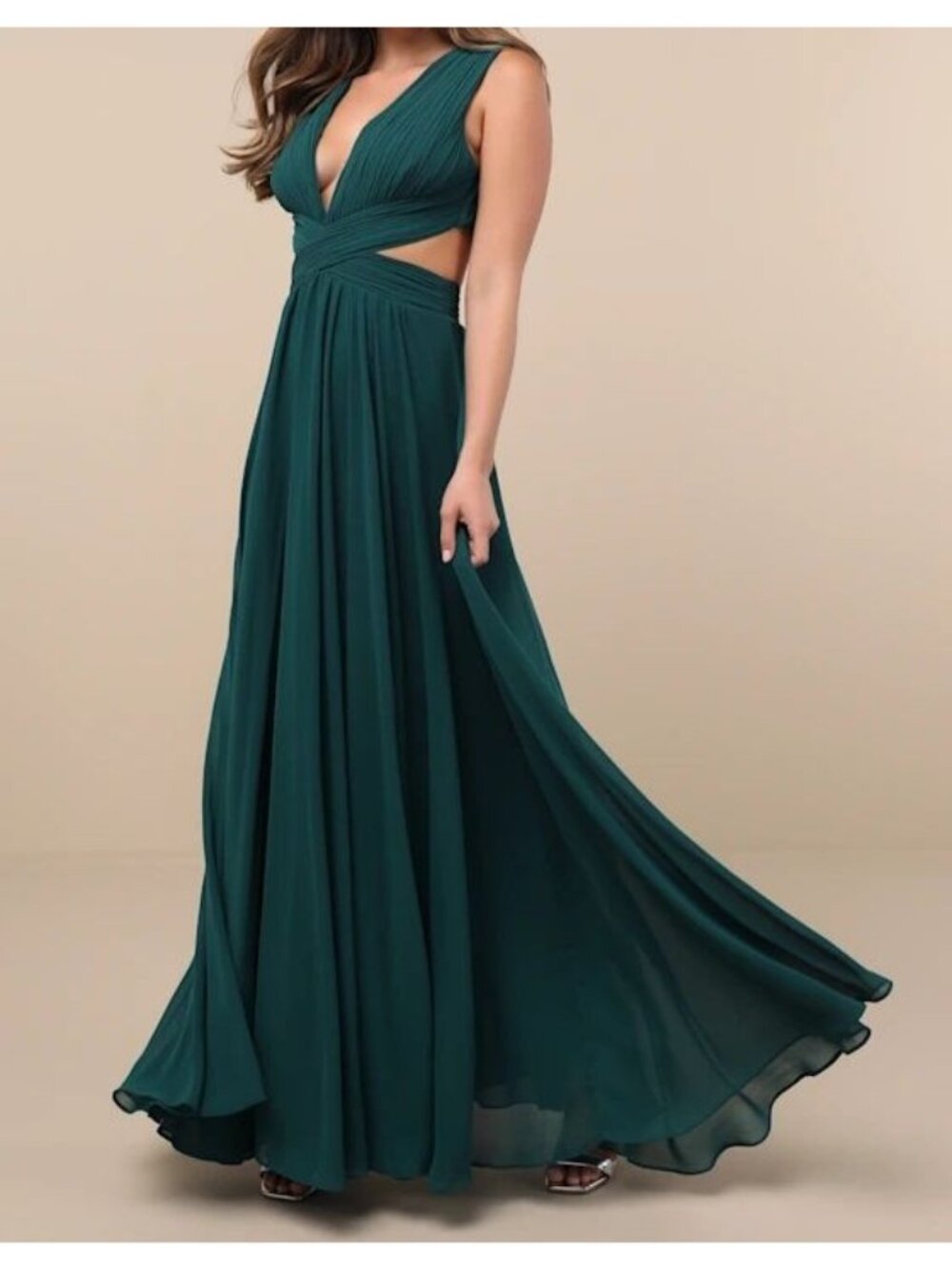 Lulus Vivid Imagination Forest Green Cut Out Maxi Dress Large